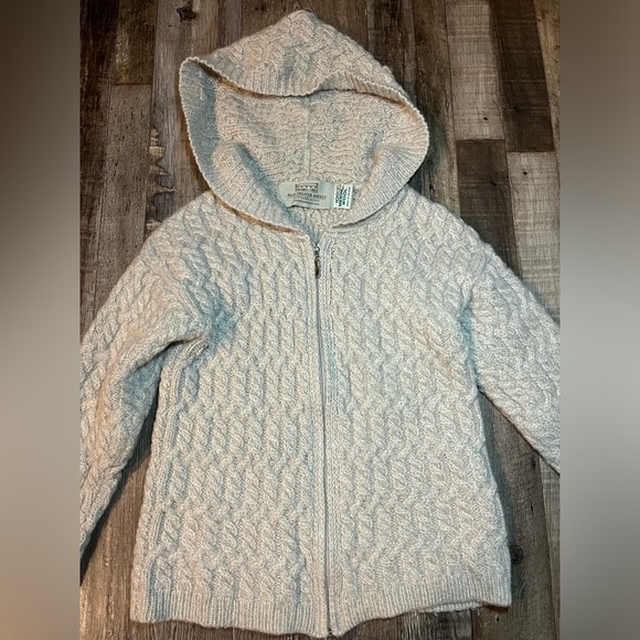 Aran Sweater Market Merino Wool Chunky Knit Sweater Zip-Up Hoodie Size XS - Picture 2 of 5